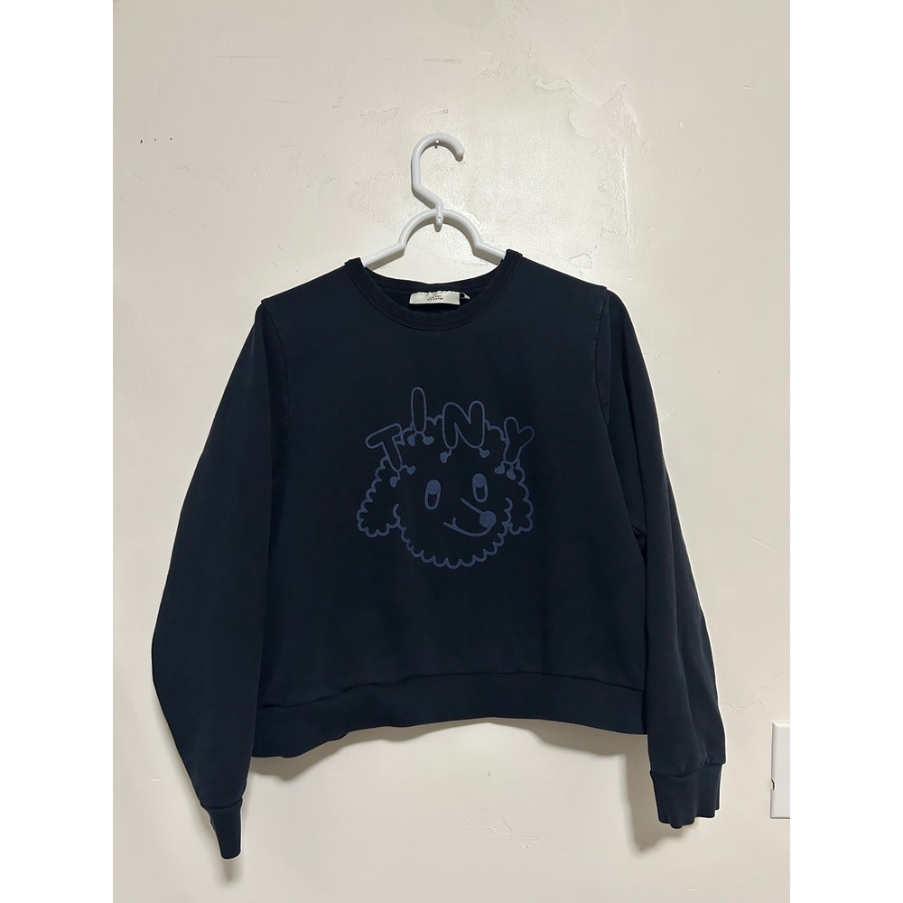 The Tiny Big Sister Navy Blue Graphic Poodle Sweatshirt Size 42 Boxy Crewneck